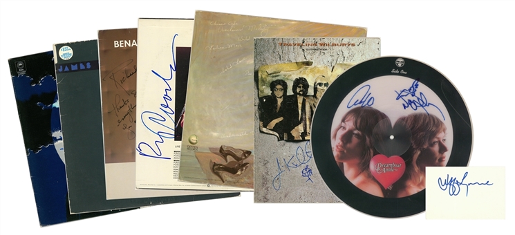 Lot of (8) Rock & Roll Greats Signed Album Covers & Cuts Including Joni Mitchell & Tom Petty (JSA)